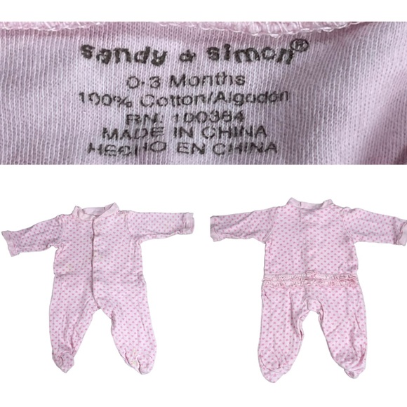 Baby girl size newborn pajamas, robe, overalls, dress bundle of 8 outfits - Picture 12 of 16